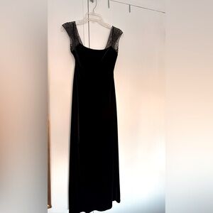Elegant Black Velvet Evening Gown